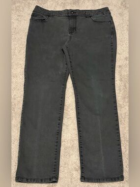 Chico’s Platinum Denim Women’s Black Jeans Ultimate Fit Slim Leg Size 34x29